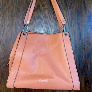 Light Pink Calvin Klein Purse Many Compartments With Zipper Pockets